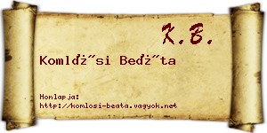 Komlósi Beáta névjegykártya