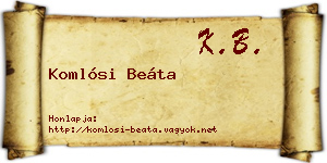 Komlósi Beáta névjegykártya